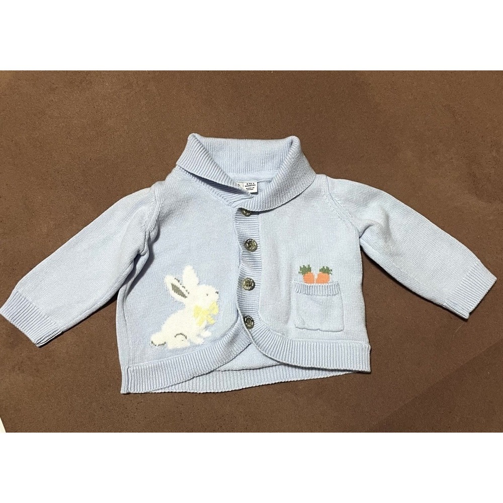 Jane And Jack Spring Sweet Bunny Cardigan Sweater Size 0-3 M Boy Girl